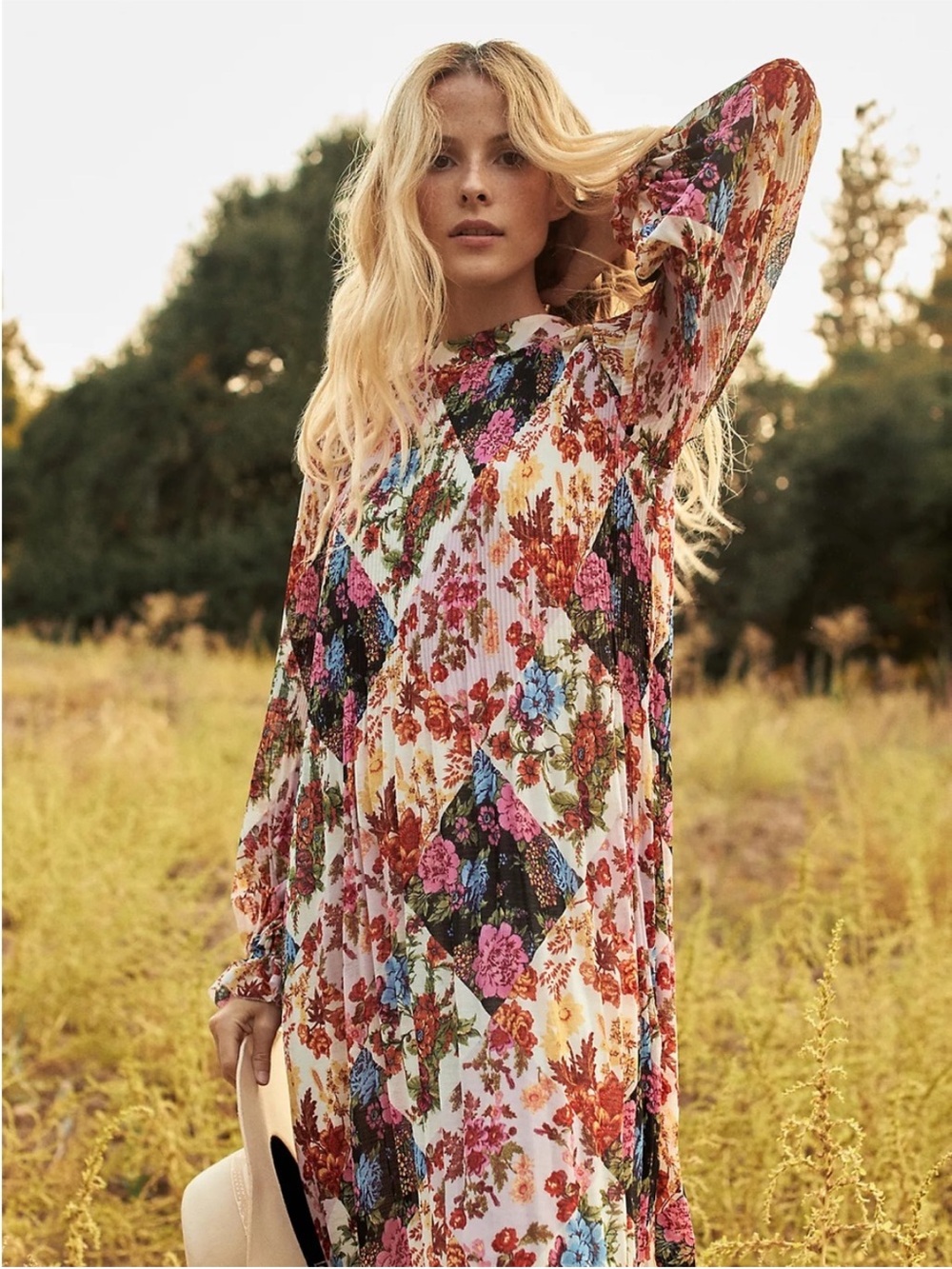 Anthropologie Shara Pleated Midi Dress Floral | Size Small | NWOT